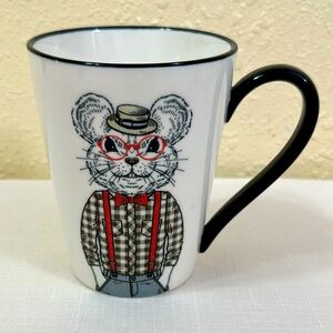 Signature Housewares Black and White Hipster Mouse Design Mug
